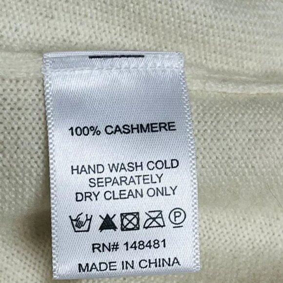 Sea Bleu Cashmere Sweater S Cold Shoulder Ruffle Short Sleeve Ivory High Neck - Picture 7 of 7